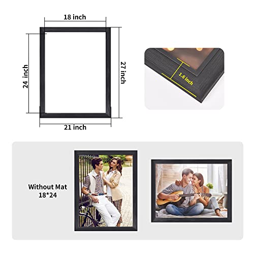 Podronale 18X24 Wooden Picture Frame Set Of 2, Hd Tempered Glas,1.57" Width, Tabletop & Wall Mounted, Rustic Style #TOP2