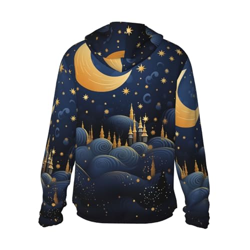 Men's Sun Protection Shirts Night stars and moon Long Sleeve Sun Shirt for Fishing Running Hiking Swim2