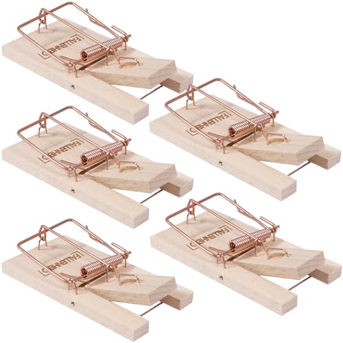 FALLENHELD Lot De 5 Pièges à Souris - Souricière - Tapette à Souris en Bois - Efficace, Réutilisable - Taille 9.5 x 5 x 1.5 cm, Poids : 30 grammes