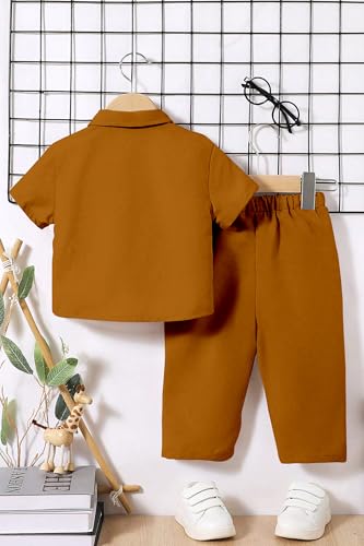 Image of Fashion Dream Boy's Cotton Blend Solid Co-ord Set|Clothing Set|Combo Set|Casual Wear|Coordinate Outfit for Boys|Shirt pant Set|Two-Piece Set