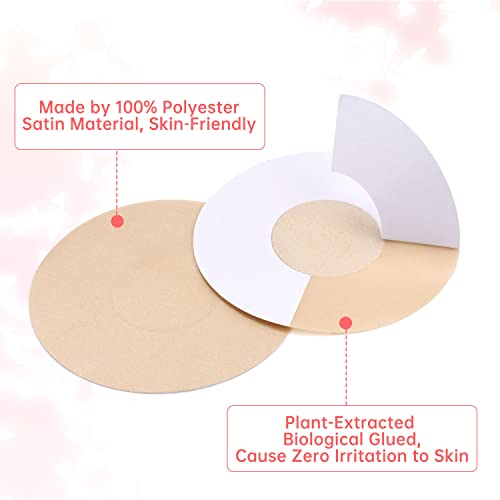 Ksang Nipple Covers Pasties Bra Stickers - 30 Pairs Disposable Breast Petals For Women | Self-Adhesive No-Show Satin Bob Pasties(Round) Beige #TOP5