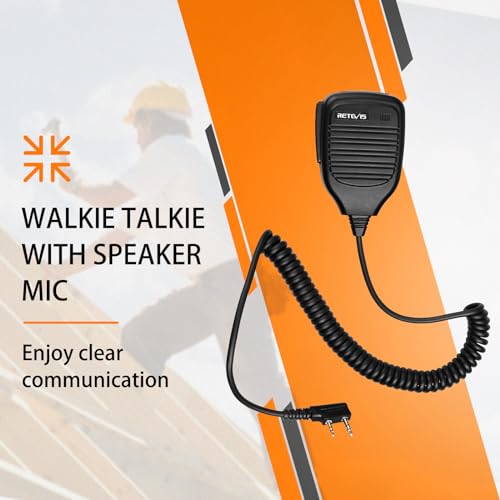 Retevis RT617 Walkie Talkie mit Mikrofon, PMR446 Wiederaufladbar, 16 Kanäle, lizenzfreies CTCSS/DCS, VOX Scan Squelch, Professionelle funkgerät für Sicherheit (2 Stück, schwarz)