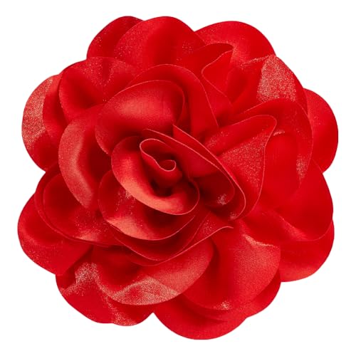 PH PandaHall 18cm Blumenbrosche Rote Große Rosenblumenbrosche Satinstoff Große Blumenbroschen Elegante Reversbroschen Für Frauen Kleid Hochzeit...