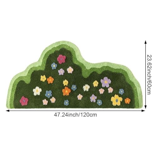 Tapis doux touffetage vert motif fleur 3D pour une décoration raffinée - 8