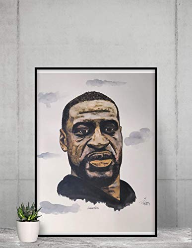 HAND DRAWN Artist Watercolor 18" X 24" Original"George" featuring GEORGE FLOYD by Colorado artist Rick Long!! Available in 9X11, 11x14, and 20x30 Prints too!! Fundraiser!!