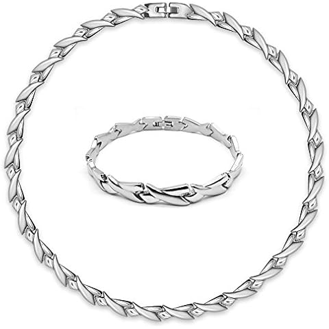 SoulCats® traumhaftes Set Edelstahl Collier und Armband Silber matt glänzend Cover