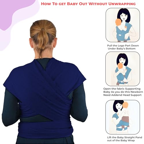 Image of Bembika Baby Essential Hands Free Baby Carrier Wrap Breathable Lightweight Baby Wrap Carrier Cloth Suitable for Newborn, Infants - (Blue)