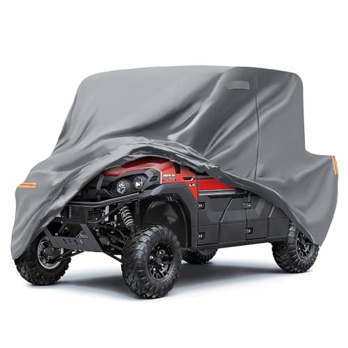 Image of Waterproof UTV Cover Compatible with Kawasaki Mule 3-6 Seats, 6 Layers All Weather Cover with Air Vents, Door Zipper and Windproof Buckles and Bands for Rain Snow Dust Protection