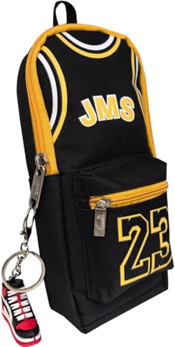 Astuccio Portapenne 2 Scomparti Grande Capacità,Astuccio Pallacanestro,Nero Maglia n. 23 Astuccio Forniture de Scuola e Ufficio Basketball Organizzatore di Cancelleria per Bambini e Adolescenti