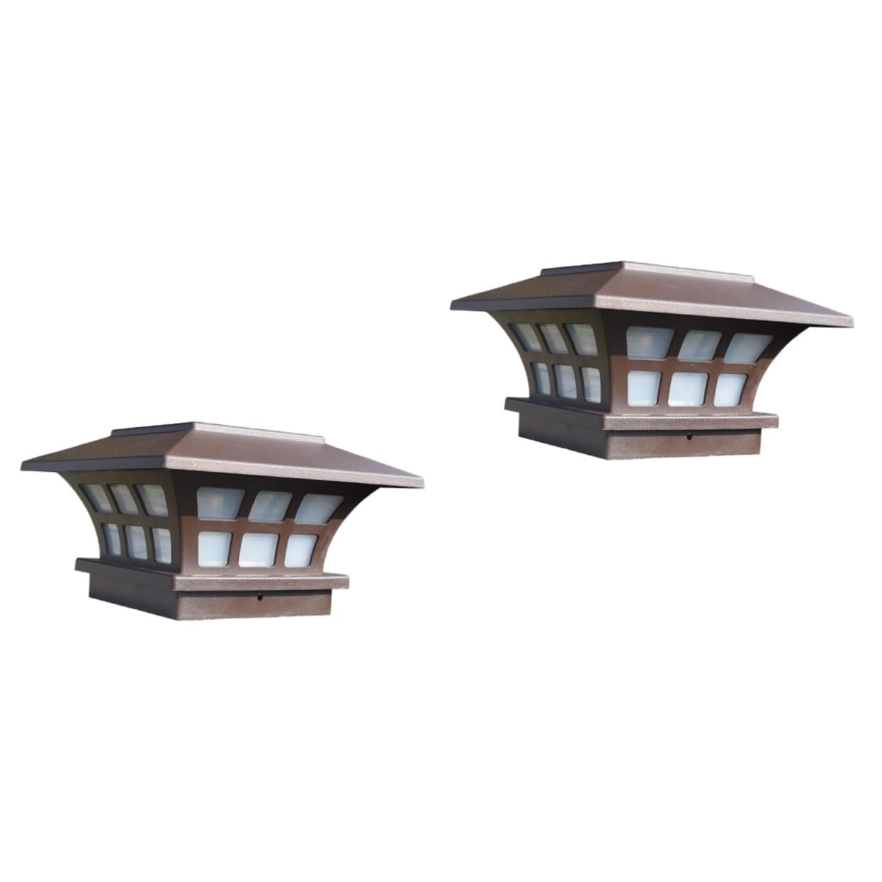 HOMSFOU 2pcs Garden Light Waterproof Fence Lamp Column Lights Waterproof Post Lamp Solar Lamp Post Lights Garden Post Lantern Solar Fence Caps Landscape Light Solar Pole Lights LED Lights
