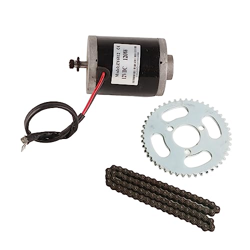 Elektro Roller Motor Kit, 120W 12V Hochgeschwindigkeit, 25H76 Kette, 47 Zähne Kurbel, für DIY E-Fahrräder