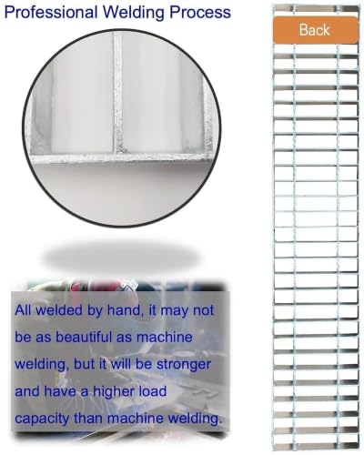 Image of Galvanized Steel Drain Grate, Driveway Channel Cover 40x8 in