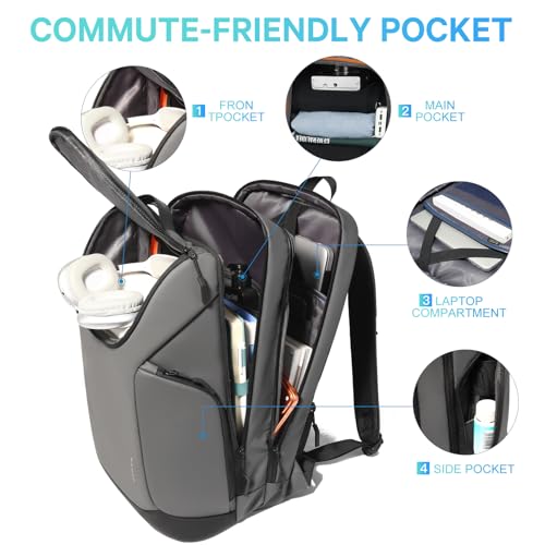 Image of FUTURE AESTHETICS Business Commute Backpack for Men and Women, Waterproof 15.6 Inch Laptop Backpack, Durable Flight-Approved Travel Backpack for Work /College,Grey