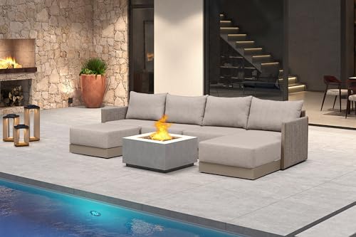 Image of PURPLE LEAF Outdoor Conversation Set 6 PCS w /Ottoman PP Rope Sofa, Beige
