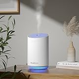 HomBreez Portable Aromatherapy Diffuser 320ml, Rechargeable Essential Oil Diffuser with LED Light, Cool Mist Humidifier with 2 Mist Modes, Auto Shut-Off, Cordless Use for Home, Office, Bedroom - White