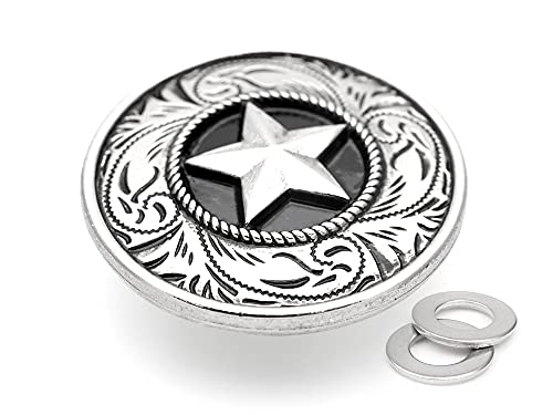 Craftmemore Star Navajo Vintage Coin Concho Screw Back Cowboy Battle Sheild Leathercraft Embellishment 1-1/4 Inches 2Pcs Chs47 (Black Silver) #TOP1