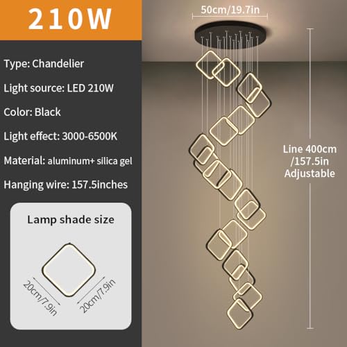 Lustre noir à LED 18 têtes moderne à intensité variable avec télécommande - 8