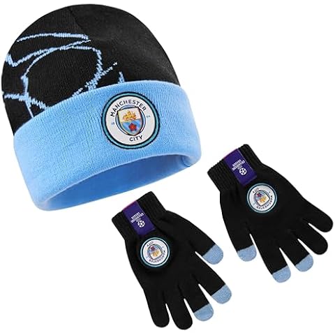 Manchester City F.C. Boys Winter Hat and Gloves Set Cover
