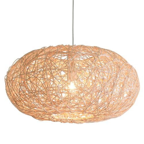 Grand lustre en rotin pour chambre et suspension salon en bambou