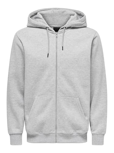 ONLY & SONS Herren Onsceres Life Zip Thr. Hoodie Noos Sweatshirt, Light Grey Melange, L EU