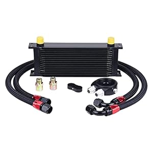 EVIL ENERGY 16 Row Oil Cooler Kit, 10AN Transmission Engine Cooler Universal Aluminium Black
