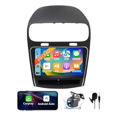 ZHNN Android 13 Car Radio Stereo Compatible with Dodge Journey 2011-2019 Wireless Carplay/Android Auto/Mirrorlink, 2+64G 9 Inch Touch Screen Car Radio with GPS Navigation,Bluetooth, FM, Backup Camera
