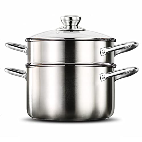 GLJTUO Olla para Vapor/Sopa/Olla De Acero Inoxidable 410 Reforzada Y Engrosada, Cuerpo De Una Sola Pieza, Mariscos Al Vapor, Sopa De Pollo Guisado/22 Cm,