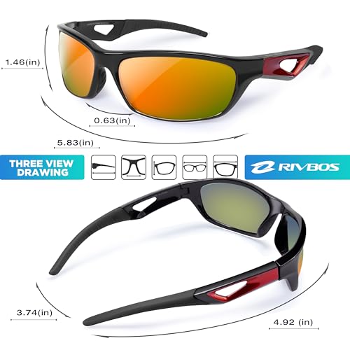Image of RIVBOS Polarized Sports Sunglasses Driving Sun Glasses Shades for Men Women Tr90 Frame for Cycling Fishing Running RB831
