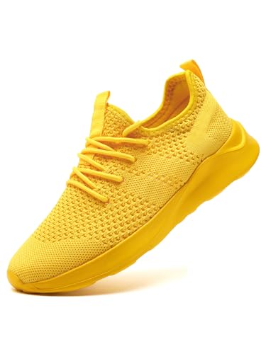WYGRQBN Women's Shoes Walking Lightweight Tennis Fashion Sneakers Sports Workout Gym Shoes for Running Yellow US Size 10