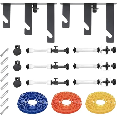 Fotoconic 3 Roller Wall Mounting Manual Background Support System, Including Two(2) Tri-fold Hooks, Six(6) Expand Bars, Three(3) Chains