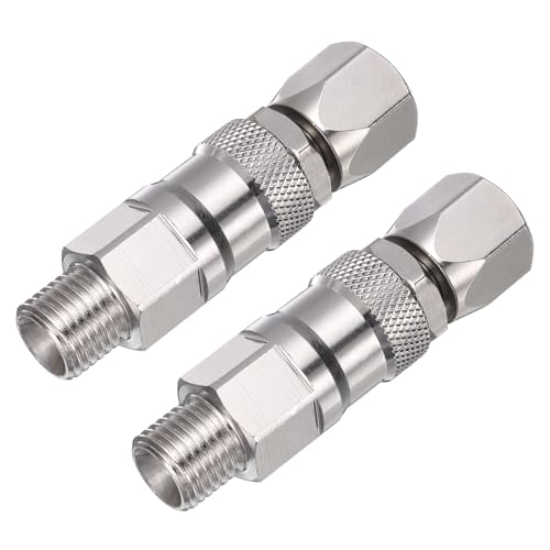 uxcell 1/4" Sprayer Joint, 360 Degrees Rotate Stainless Steel Swivel Joint for Paint Spray Gun Hose Airless Sprayers,2 PCS
