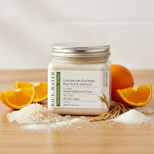 Image of Rice Water Tan Removal Face & Body Scrub | Enriched with Rice Water, Kojic Acid & Vitamin C | Brightening, Tan Removal & Skin Polishing - 400ml (Pack of 1)
