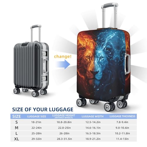 Red and Blue Fire Lion Travel Luggage Covers - Elasticity Suitcase Covers Protector for Luggage 18-32 Inch2