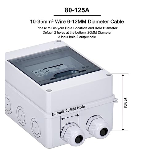 Caja impermeable IP65 con disyuntor 2P MCB para corriente continua 3