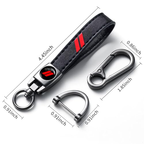 Image of Black Car Keychain for Dodge Charger Challenger Durango RAM 1500, Black Leather & Metal Key Ring with Dual Stripe Logo, Car Key Holder Accessories