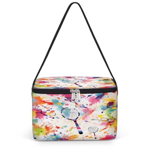 GzLeyigou Tennis Racket Lunch Bags for Women Men 9 Cans, Hot & Cold Food Delivery Bag Insulated Grocery Bag Insulated Lunch Box Cooler Bag for Office Work Picnic Beach