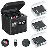 FOOAO Flip Reader Box with 3 Pack Batteries and Fast Charger for GoPro Hero 8 Hero 7 Hero 6, USB and...