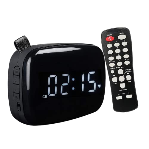 Image of PAGARIA Portable Radio & Alarm Clock Bluetooth Speaker with Remote /Alarm /USB /am /fm /SD Card /aux /Bluetooth Recording /mic Recording. (Black), Standard (SAN101)