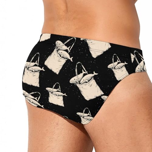 Whale in The Bag Mens Swim Briefs Bikini Sexy Low Rise Trunks Swimsuit Bathing Suit Beach3