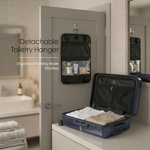 Image of Rare Tony Cabin Size Blue Hard Trolley Bag Polycarbonate Antiscratch Travel Suitcase with 8 Silent Wheels and a Sturdy TSA Lock - Luggage for Men & Women