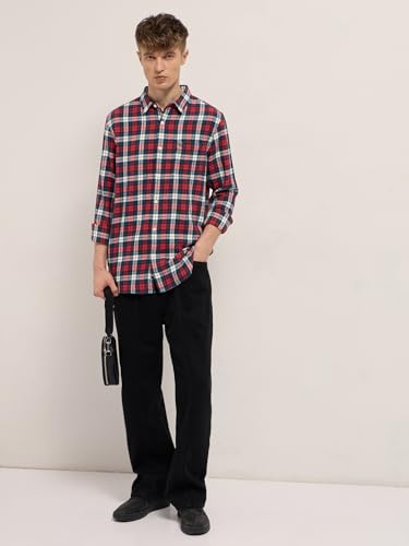 Image of THE BEAR HOUSE Men's Multi-Color Slim Fit Flannel Tartan Check Cotton Casual Shirt
