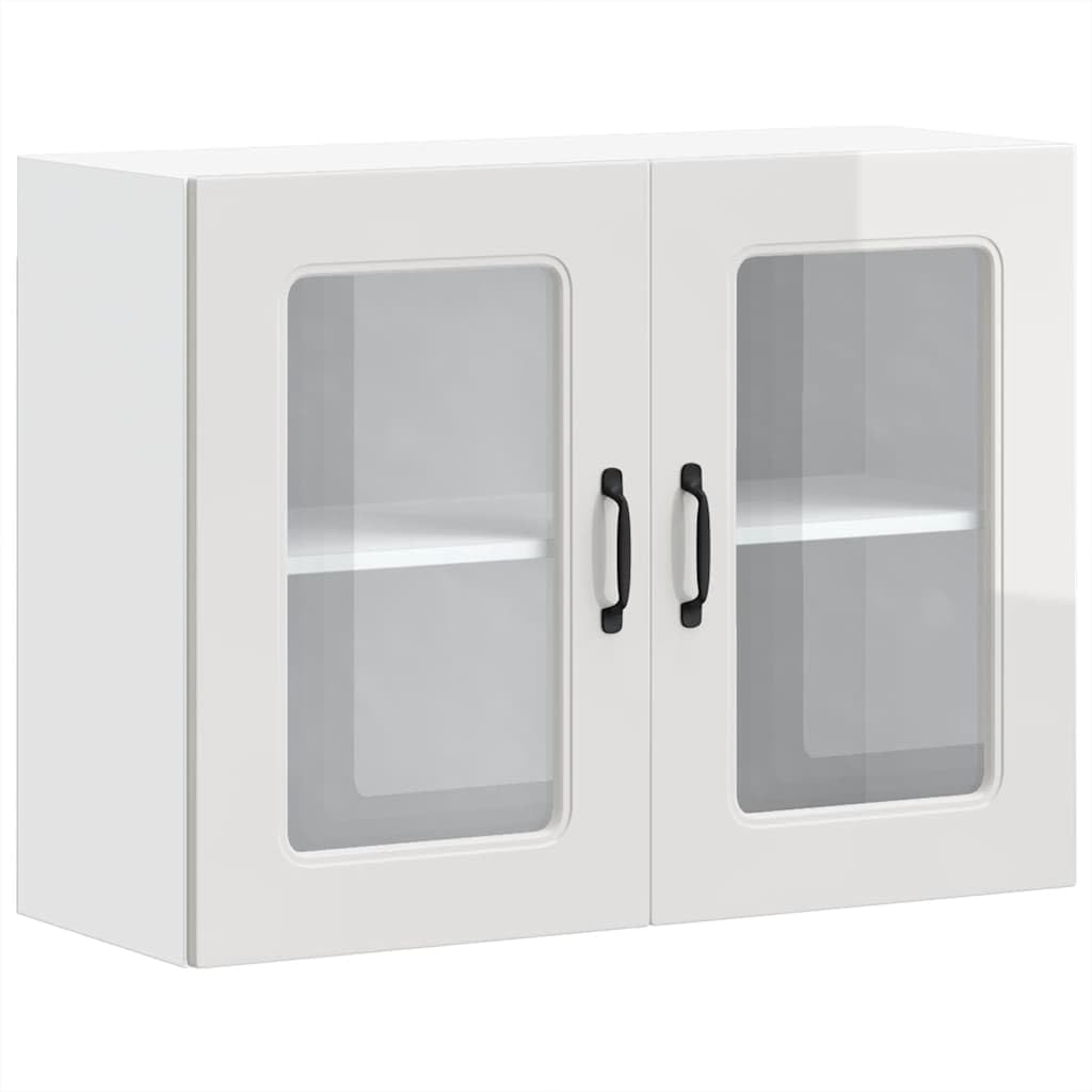 vidaXL Kitchen Wall Cabinet with Glass Door Kalmar High Gloss White