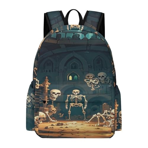 Backpack for Travel, Skull Decor Print Modern Backpack Shoulder Bag