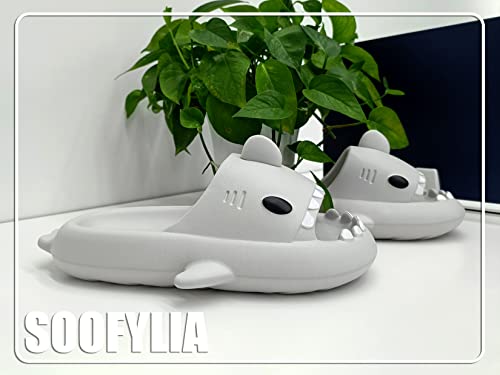 Soofylia Shark Slides - Adult Women Men Unisex Shark Slide Beach Sandals - Cloud Pillow House Slipper Non-Slip Spa Shower Shoes4