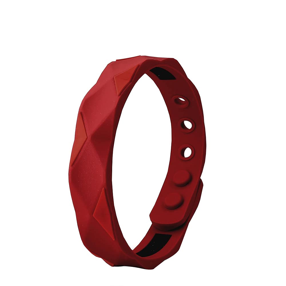 Power IonicsSilicone Bracelets for Men (Wine Red/Black/White/Gray), 9.45 inch with 5 Adjustable Holes, Fits 6-9 inch Wrist, Includes Jewelry Gift Bag