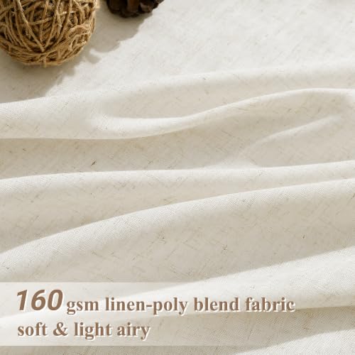 Image of Joywell Linen Sheer Curtains 84 Inches Long for Living Room Beige Cream