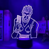 KTANM Anime Hunter X Hunter Hisoka 3D LED Light for Bedroom Decor Nightlight Room Table Lamp Birthday Gift Acrylic LED Night Lamp Hxh -16 Colors with Remote, 3D-KTANM-Lamps-3