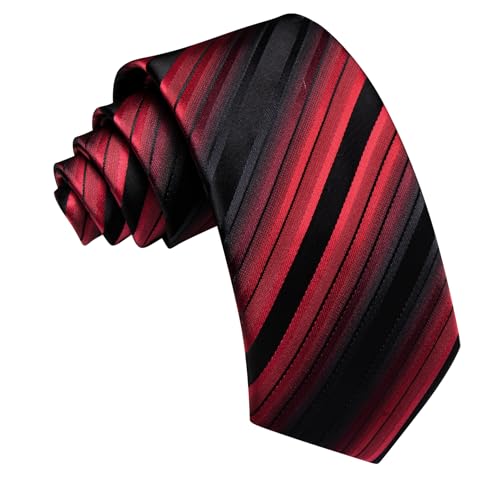 Image of Barry.Wang Silk Men Ties Formal Stripes Necktie and Tie Clip for Wedding Party Business Fashion Classic