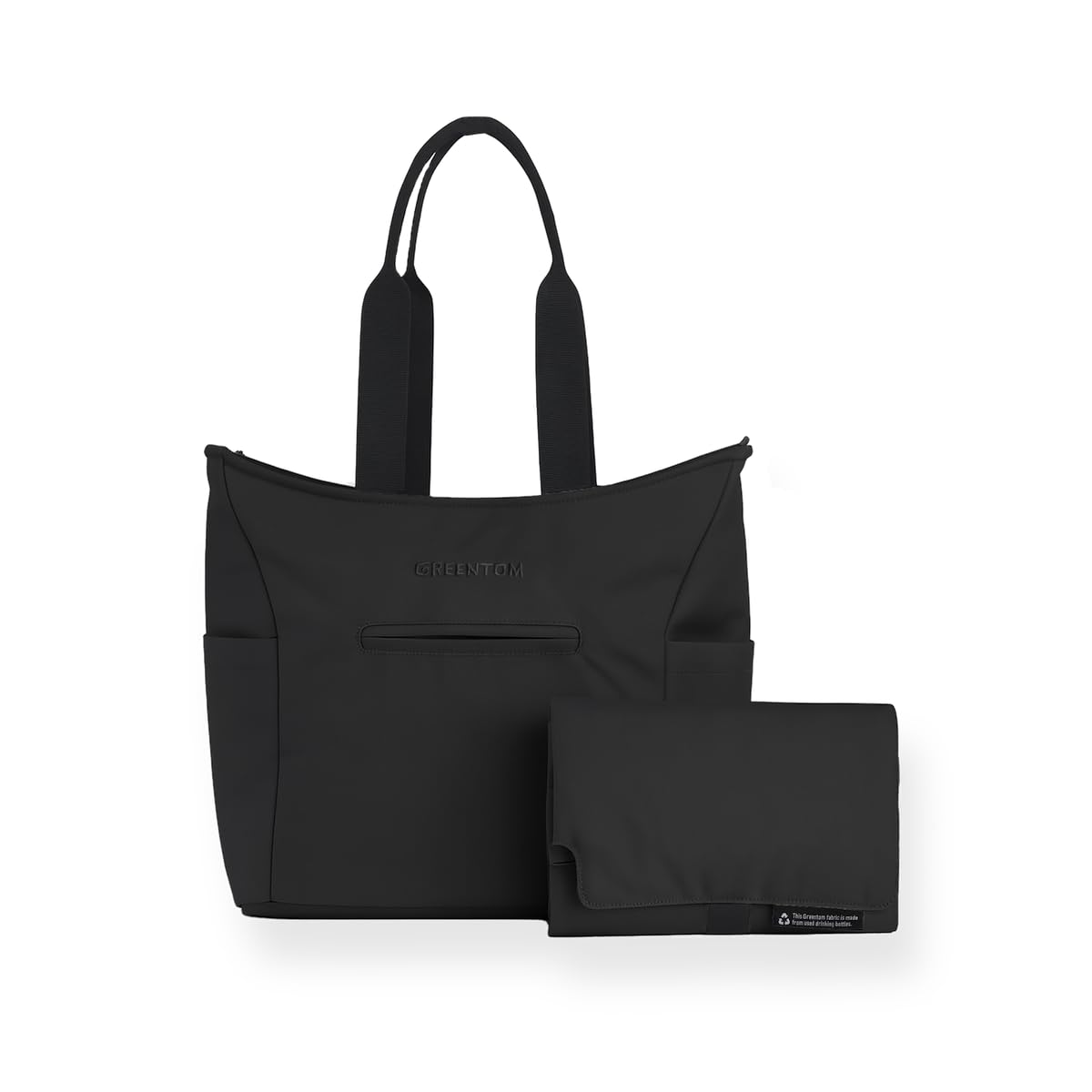 Greentom Diaper Bag, Black, 35 x 35 x 15 cm, Simple diaper bag with changing mat (including multiple pockets and bottle holder)