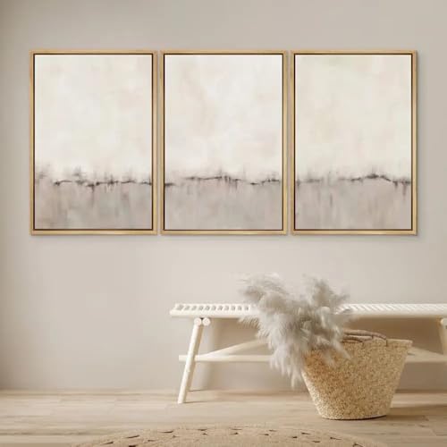 Tableau sur toile beige marron nature 3 pièces pour maison